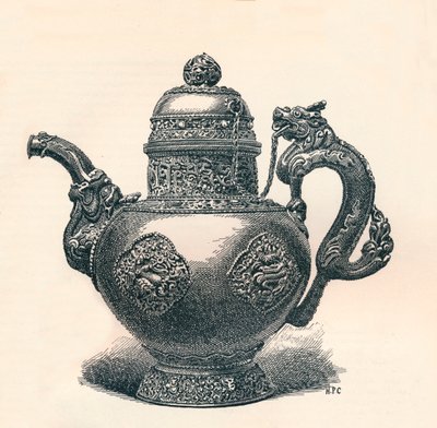 Théière tibétaine avec bec et poignée en forme de dragon montrant une influence chinoise, vers 1904 - Unbekannt