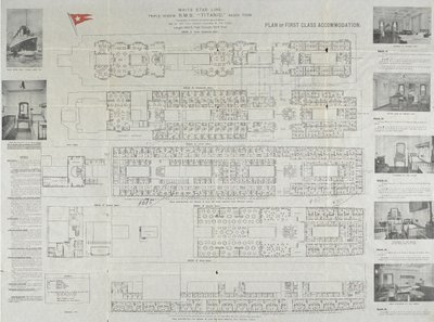 Plan du pont de première classe du Titanic, 1911 - Unbekannt