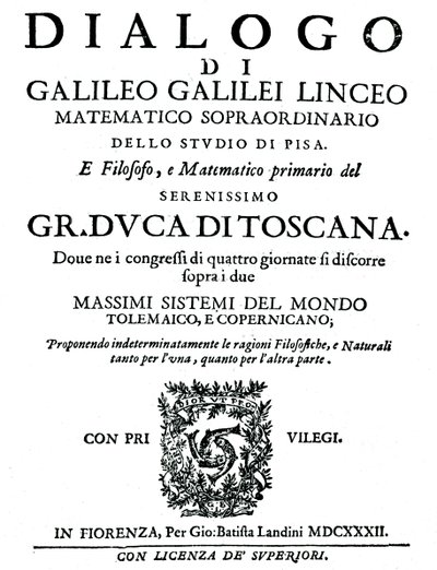 Page de titre du Dialogo, par Galilée, 1632 - Unbekannt