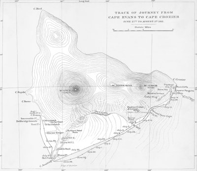 Trajet du voyage de Cape Evans à Cape Crozier - 27 juin au 1er août 1911, 1913 - Unbekannt