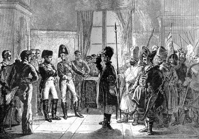 Le tsar Alexandre Ier présentant des troupes russes à Napoléon, 8 juillet 1807, 1882-1884 - Unbekannt