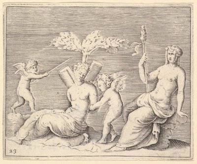 Deux femmes et deux cupidons, publié vers 1599-1622 - Unbekannt