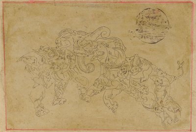 Deux éléphants composites, combattant, 18ème siècle - Unbekannt