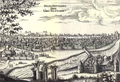 Velikiy Novgorod Illustration des Voyages au Grand-Duc de Moscovie et au Roi de Perse par Adam Olearius, 1656 - Unbekannt