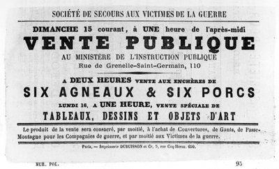 Vente Publique, des affiches politiques françaises de la Commune de Paris, mai 1871 - Unbekannt