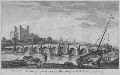Vue du pont de Rochester avec le château, etc., 1779 - Unbekannt