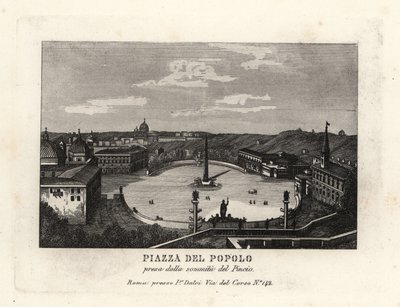 Vue de la Piazza del Popolo, Place du Peuple, avec un obélisque égyptien de Ramsès II d