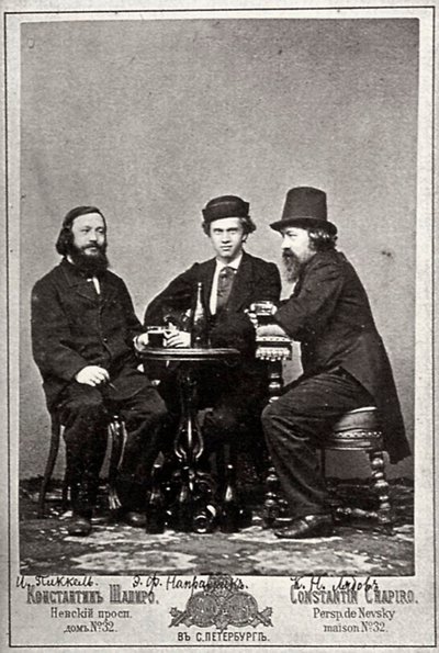 Violoniste Johann Pickel avec les compositeurs Eduard Nápravník et Anatoly Lyadov, 19e siècle - Unbekannt