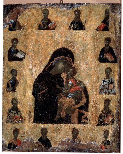 Vierge de Tendresse avec les Saints La Vierge Eleusa, icône byzantine, 14ème siècle - Unbekannt