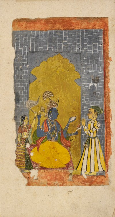 Vishnu trônant avec un dévot princier devant lui, vers 1700-1725 - Unbekannt