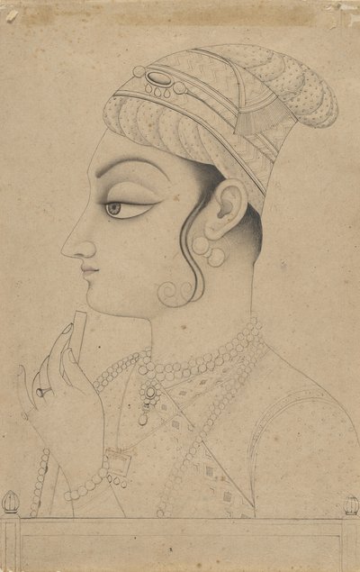 Femme tenant une flûte et habillée en Krishna, milieu à fin 18ème siècle - Unbekannt