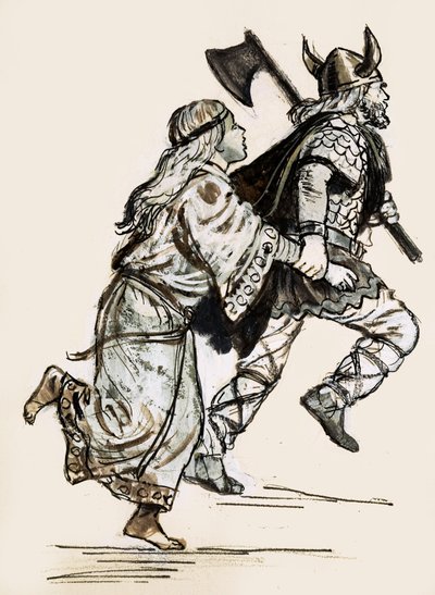 Femme traînée par un raider viking - Unbekannt