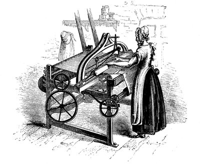 Femme opérant un métier à tisser pour le coton, vers 1840 - Unbekannt