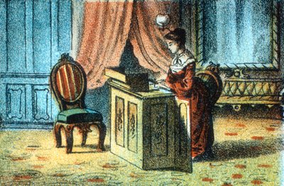 Femme utilisant une machine à coudre brevetée par Elias Howe [c1878] - Unbekannt