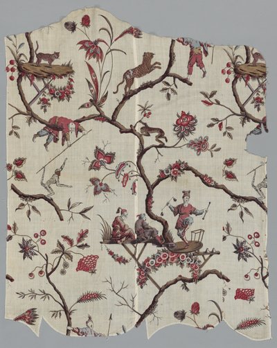 Fragments de textile imprimé sur bois, vers 1785 - Unbekannt
