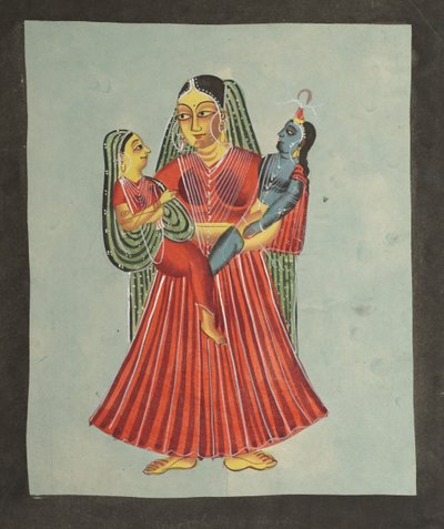 Yasoda tenant Krishna et Radha, années 1800 - Unbekannt
