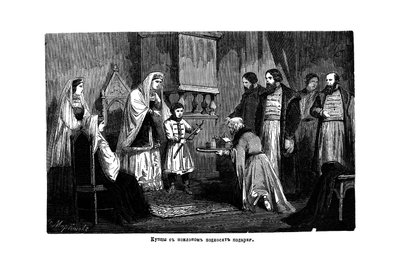 Le jeune Pierre le Grand reçoit des cadeaux des marchands, 1875 - Unbekannt