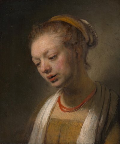 Jeune femme avec un collier rouge, vers 1645 - Unbekannt