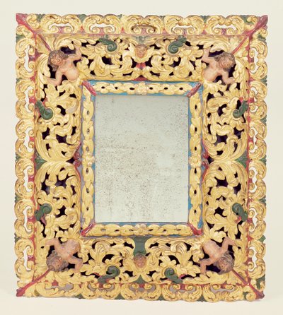 Miroir sculpté et peint de Charles II - Unbekannt Unbekannt
