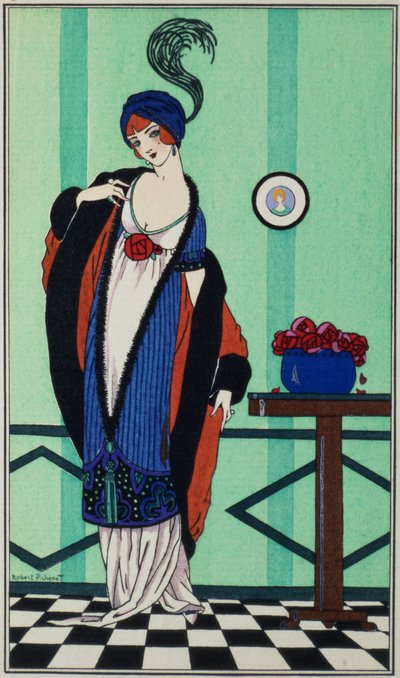 Manteau de fourrure avec tunique en mousseline de 