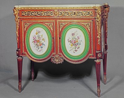 Cabinet Louis XVI, estampillé M.Carlin JME, décoré avec ornement doré et plaques de Sèvres, vers 1774 - Unbekannt Unbekannt