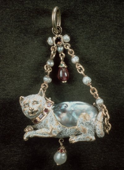 Pendentif chat Renaissance avec perle baroque naturelle - Unbekannt Unbekannt