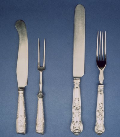 Couteau et fourchette en argent, Sheffield, vers 1780 et version ultérieure 1835, par Atkin et Oxley - Unbekannt Unbekannt