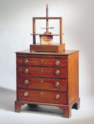 Petit coffre à tiroirs en acajou, c.1790 surmonté d