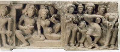 Sculpture en pierre de couples appréciant une performance de danse, du Temple Dasavatara, Deogarh, MP, 5e siècle - Unbekannt Unbekannt