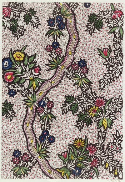 Design textile de formes végétales et rubans serpentins, c.1770 - Unbekannt Unbekannt