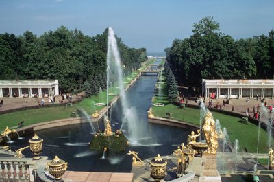 Vue de la fontaine de Samson et du canal, palais de Peterhof - Unbekannt Unbekannt