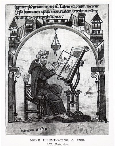 Un moine illuminant un manuscrit - Unbekannt