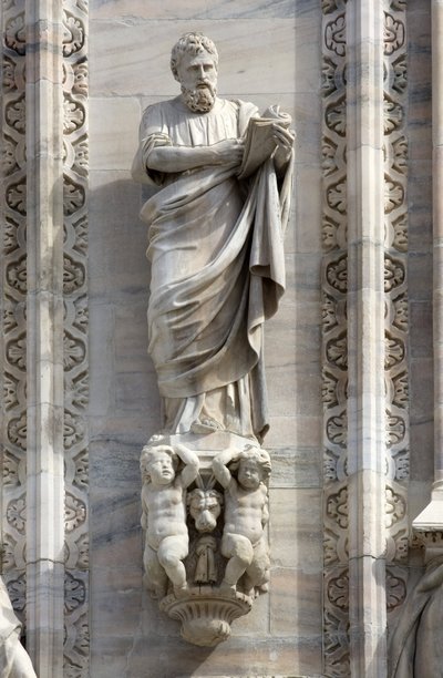 Architecture : statue de Saint Marc par Donato Carabelli (1811). Détail de la façade de la Cathédrale de Milan, Italie - Unbekannt