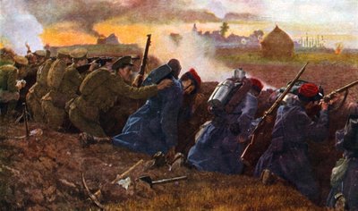 Troupes britanniques combattant avec les Français pour arrêter la première offensive allemande, automne 1914 - Unbekannter Künstler