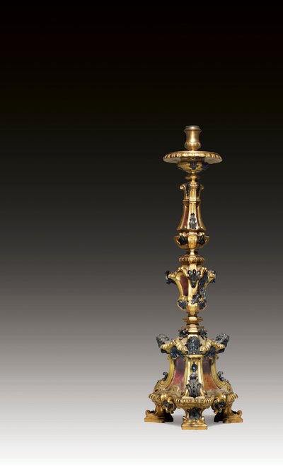 Chandelier avec masques de cupidons et bustes sur une base en volutes, Rome, vers 1700 - Unbekannt