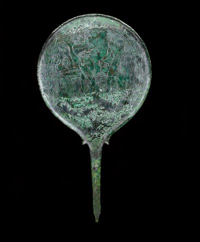 Miroir à disque moulé avec extension évasée courte, Praeneste, vers 4e - 3e siècle av. J.-C. - Unbekannt