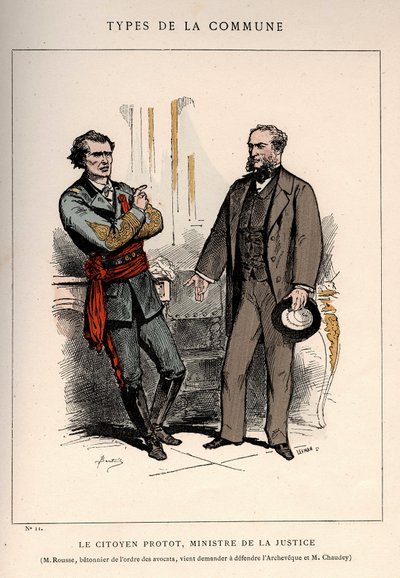 Commune de Paris : costume de LE CITOYEN PROTOT, MINISTRE DE LA JUSTICE et M.ROUSSE, BÂTONNIER DE L