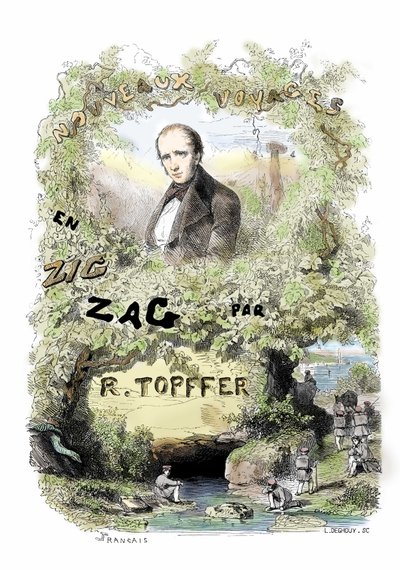 Débuts de la bande dessinée : frontispice de « Nouveaux voyages en zig-zag » par Rodolphe Topffer (1799-1846) - Unbekannter Künstler