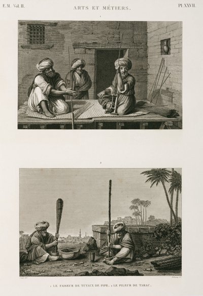 Fabrication, autres, fabricants de tiges de pipe et pilonneurs de tabac, Égypte, vers 1798 - Unbekannt