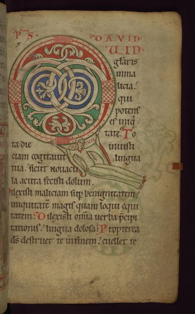 Folio 64 du Psautier de Claricia : Claricia se balançant sur l