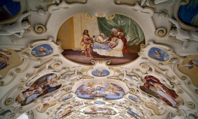 Plafond fresqué de la chapelle du château de Bojnice, Trencin. (Détail). Slovaquie. - Benjamin Baud