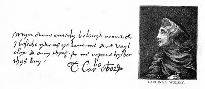 Écriture et signature du cardinal Wolsey d