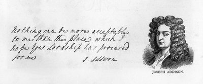 Écriture et signature de Joseph Addison - Unbekannt