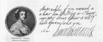 Écriture et signature de la reine Henriette Marie - Unbekannt