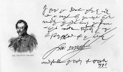 Écriture et signature de Sir Francis Drake - Unbekannt