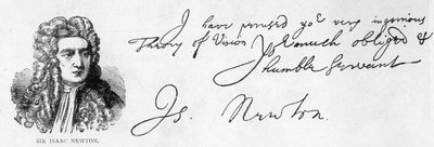 Écriture et signature de Sir Isaac Newton d