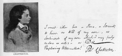 Écriture et signature de Thomas Chatterton d
