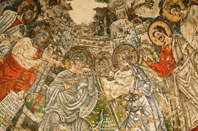 Monastère copte de la Sainte Vierge et de Saint Jean Kame : fresque du IXe siècle : L