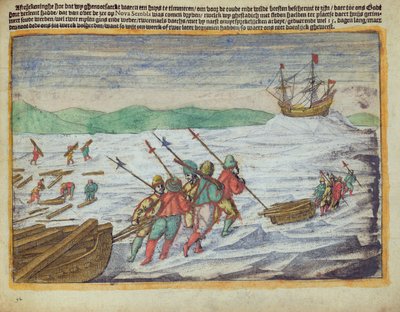 Illustration tirée de la recherche de Willem Barents pour trouver un passage nordique Novaya Zembya, Arctique - Unbekannter Künstler