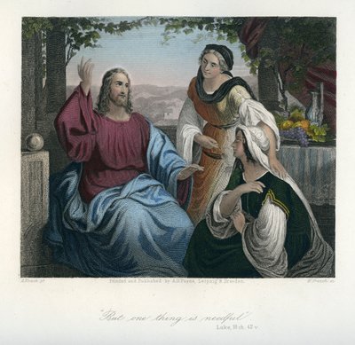 Jésus dans la maison de Marie et Marthe - Bible, Nouveau Testament - Unbekannter Künstler